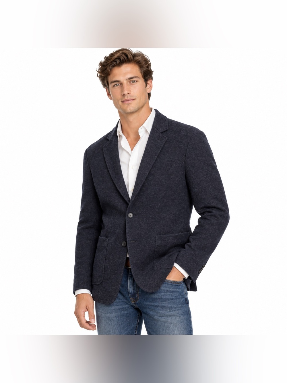 Billy Reid Knit Blazer 40R Charcoal Cotton Virgin Wool Made in Italy